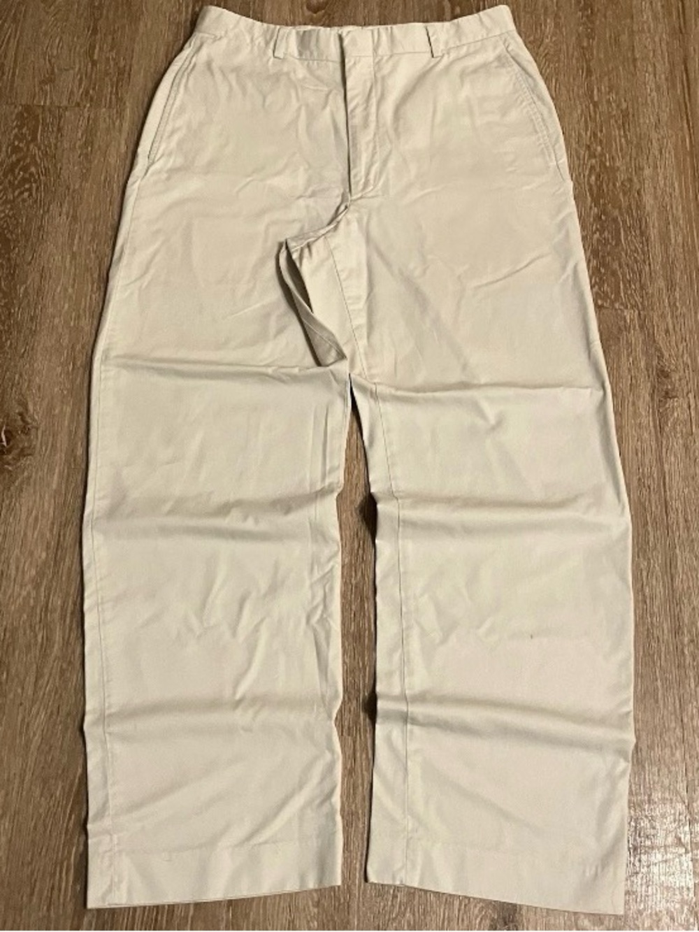VTG 90s Brooks Brothers Dress Pants Men 32/31 Beige White Preppy Made in USA